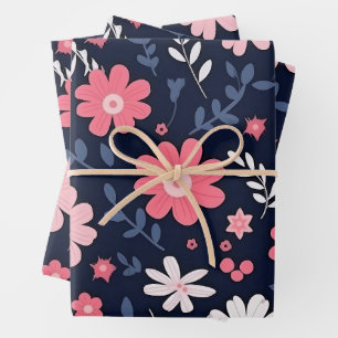 Elegante Blume Geschenkpapier Set