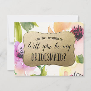 Elegante Blume Gold Bridesmaid Einladung