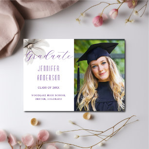 Elegante Blume Grad Foto Ankündigung Lila