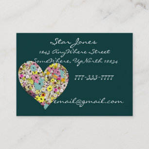 Elegante Blume Herz Business Card - Visitenkarte
