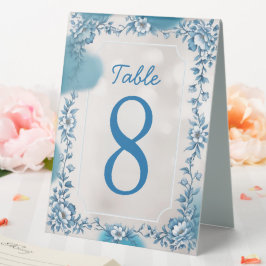 Elegante Blume Hochzeit Biue & White Overlay Tischaufsteller