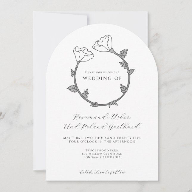 Elegante Blume Hochzeit Einladung (Vorderseite)
