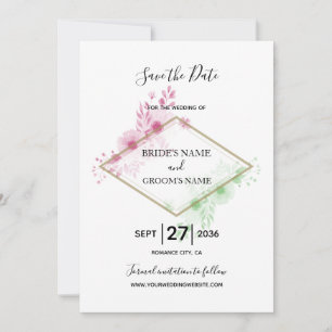 Elegante Blume Hochzeit Save The Date