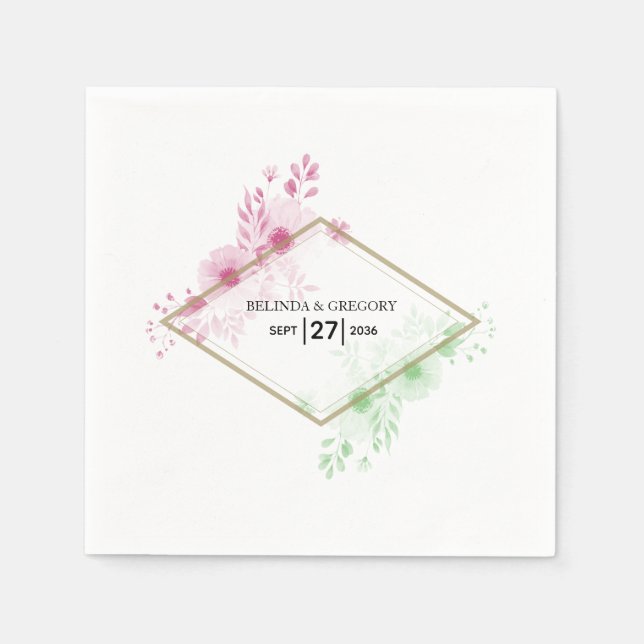 Elegante Blume Hochzeit Serviette (Vorderseite)