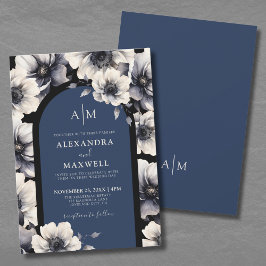 Elegante Blume Hochzeit von Navy Blue Floral Einladung