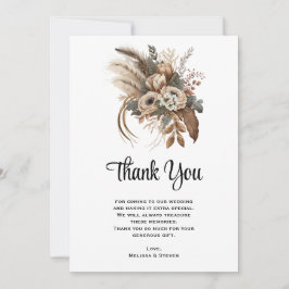 Elegante Blume-Hochzeiten und Feathers Dankeskarte