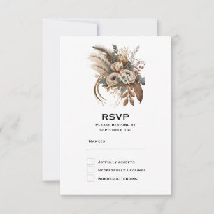 Elegante Blume-Hochzeiten und Feathers RSVP Karte