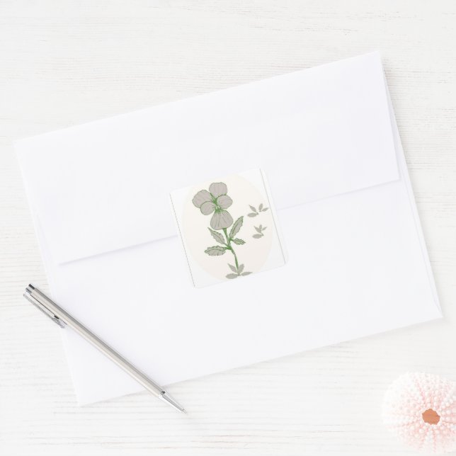 Elegante Blume Hochzeitsticker Quadratischer Aufkleber (Umschlag)