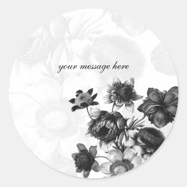 Elegante Blume Hochzeitsticker Runder Aufkleber (Vorderseite)
