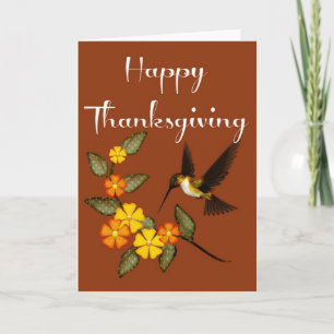 Elegante Blume & Hummingbird Erntedank Card 1 Feiertagskarte