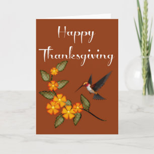 Elegante Blume & Hummingbird Erntedank Card 2 Feiertagskarte