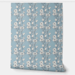 Elegante Blume in Blau und Weiß Tapete