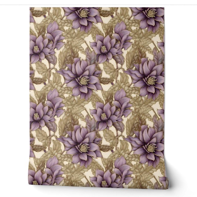 Elegante Blume in Lila und Gold Tapete (Abrollen)