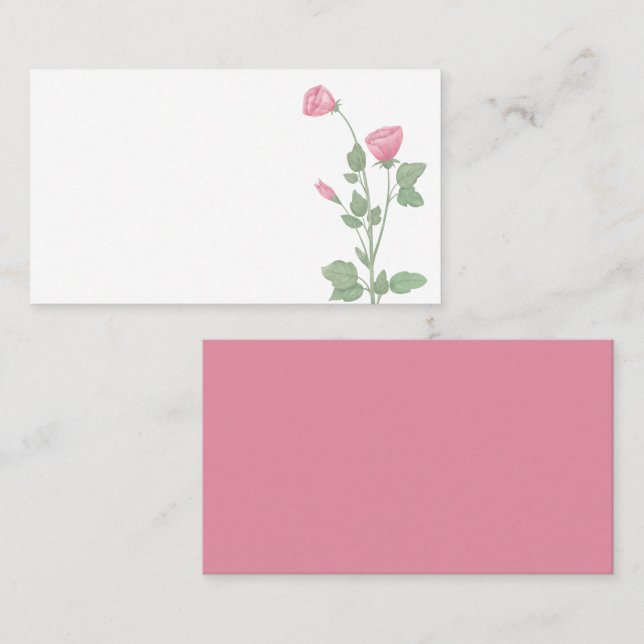Elegante Blume in Pink-Flora Hochzeit Platzkarte (Vorne/Hinten)