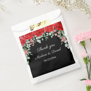 Elegante Blume in Rot und Schwarz Rose Hochzeiten Geschenktütchen