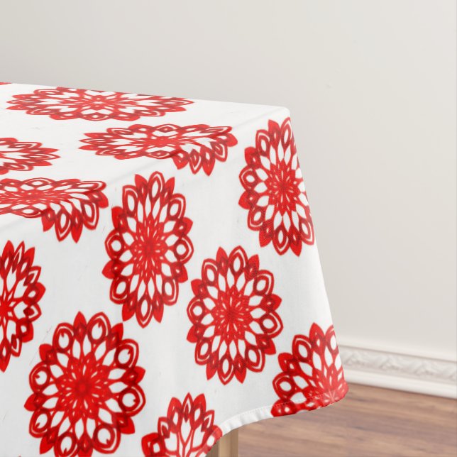 Elegante Blume in Weiß und Rot, Muster Xmas Tischdecke (Beispiel)