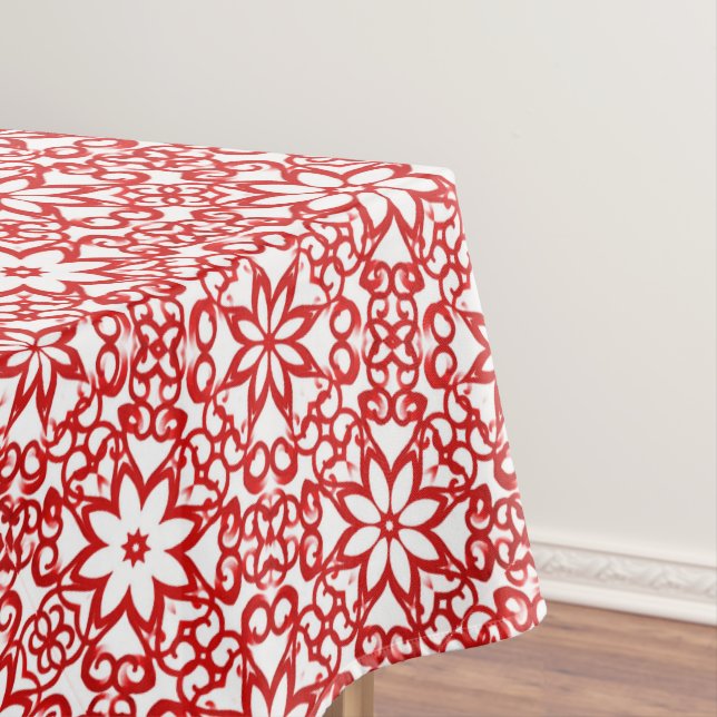 Elegante Blume in Weiß und Rot, Muster Xmas Tischdecke (Beispiel)