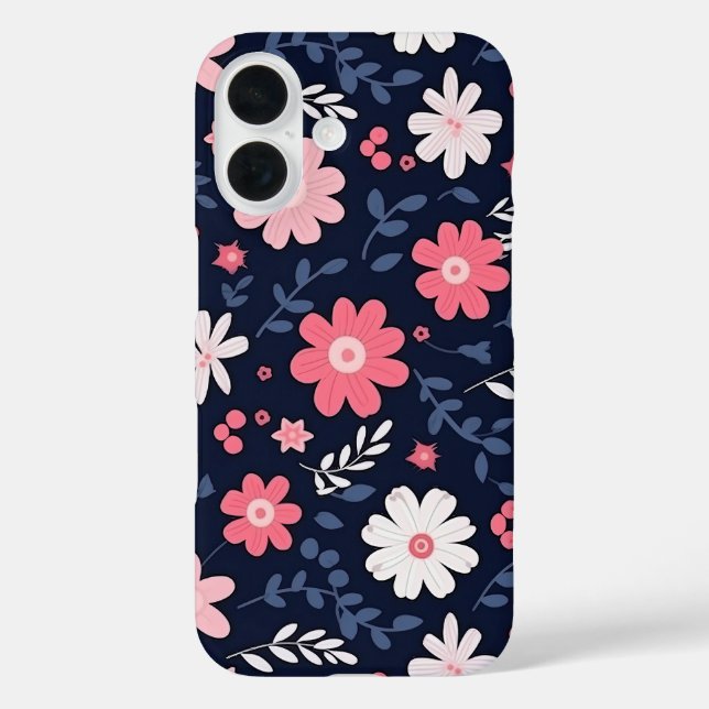 Elegante Blume iPhone 16 Hülle (Rückseite)