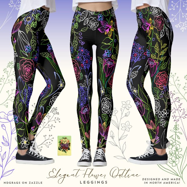 Elegante Blume Kontur Leggings (Von Creator hochgeladen)