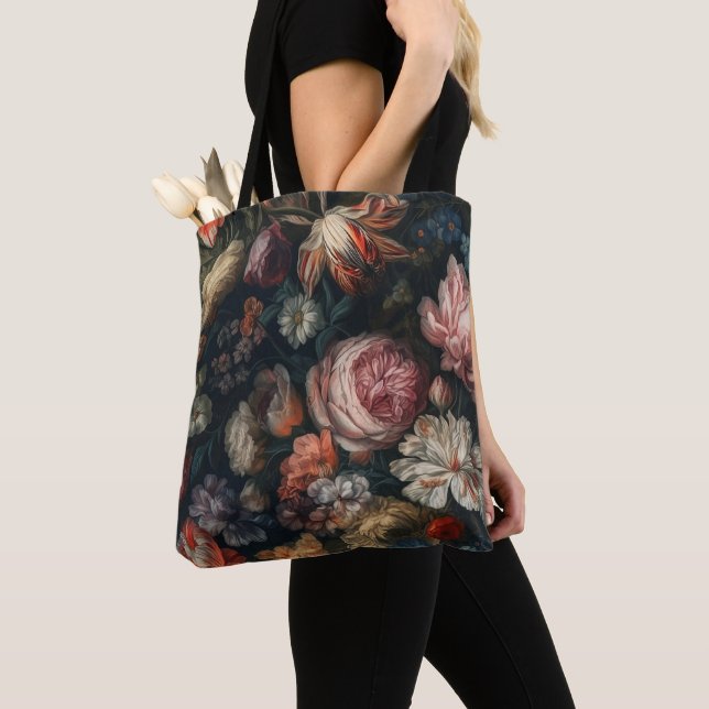 Elegante Blume Ölgemälde Tasche (Von Nahem)