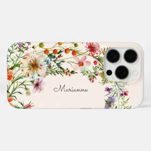 Elegante Blume Personalisierter Name iPhone 16 Pro Hülle