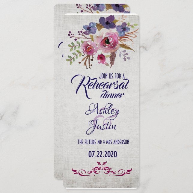 Elegante Blume Probe Abendessen Karten (Vorne/Hinten)