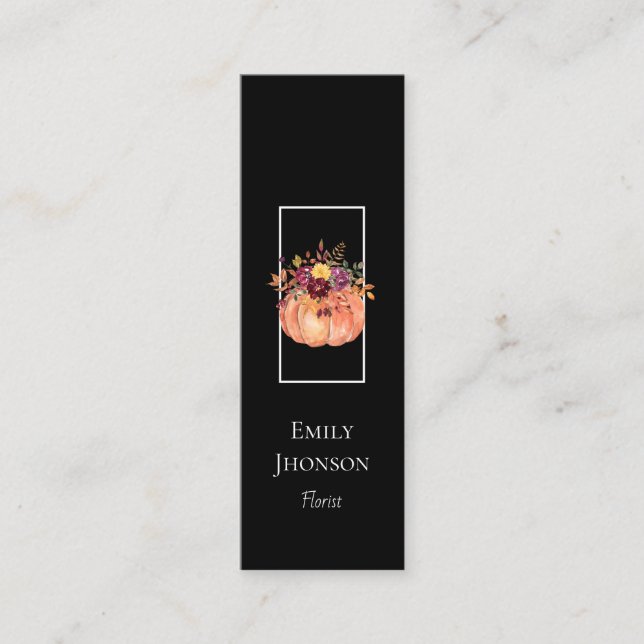 Elegante Blume Pumpkin Black Mini Business Card Mini Visitenkarte (Vorderseite)