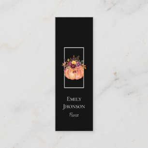 Elegante Blume Pumpkin Black Mini Business Card Visitenkarte