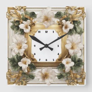 Elegante Blume Quadratische Wanduhr
