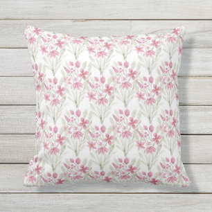 Elegante Blume Rosa Farbe Grün Wasserfarbe Blüte Kissen