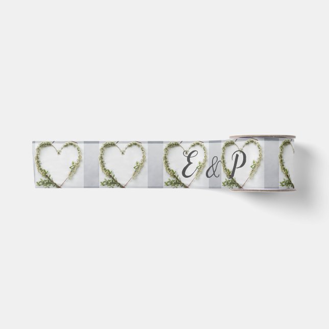 Elegante Blume rustikale Birkenrinde Hochzeit Satinband (Vorderseite)