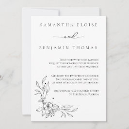 Elegante Blume Schwarz und Weiß Einladung