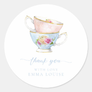 Elegante Blume Tea Bridal Brunch Danke Runder Aufkleber