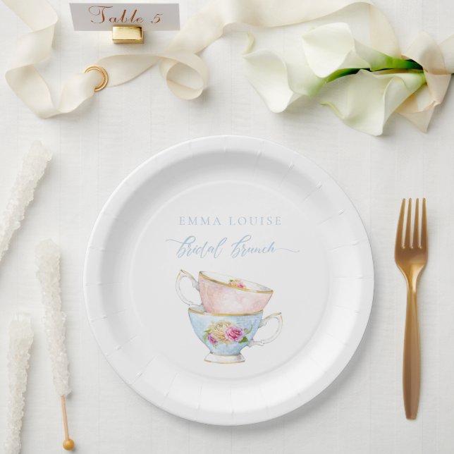 Elegante Blume Tea Bridal Brunch Paper Teller (Hochzeit)
