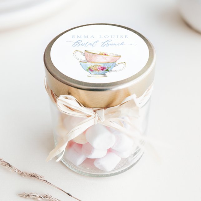 Elegante Blume Tea Bridal Brunch Runder Aufkleber (Von Creator hochgeladen)