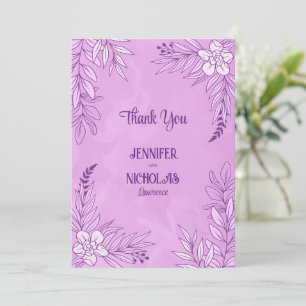 Elegante Blume und Blätter für Hochzeiten Dankeskarte