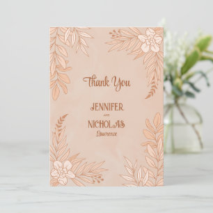 Elegante Blume und Blätter für Hochzeiten Dankeskarte