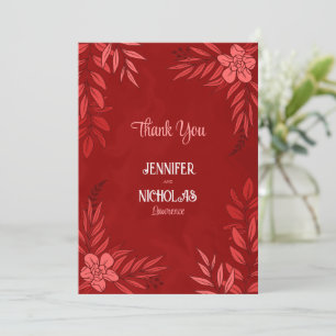 Elegante Blume und Blätter für Hochzeiten Dankeskarte