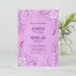 Elegante Blume und Blätter für Hochzeiten Einladung