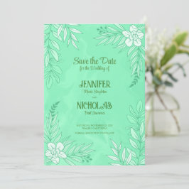 Elegante Blume und Blätter für Hochzeiten Einladung