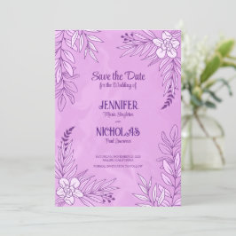 Elegante Blume und Blätter für Hochzeiten Einladung