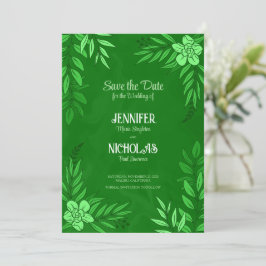 Elegante Blume und Blätter für Hochzeiten Einladung