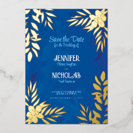 Elegante Blume und Blätter für Hochzeiten Folieneinladung