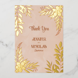 Elegante Blume und Blätter für Hochzeiten Folieneinladung