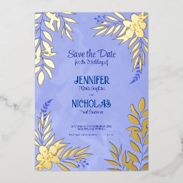 Elegante Blume und Blätter für Hochzeiten Folieneinladung