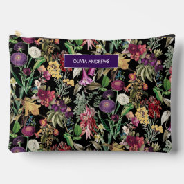 Elegante Blume und Blätter schwarz blumengeschmück Zubehörtasche