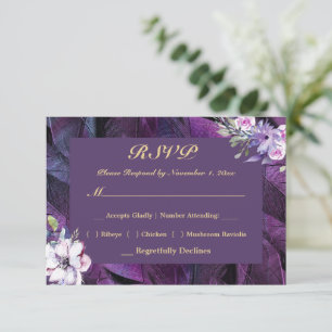 Elegante Blume und Feathers RSVP Karte