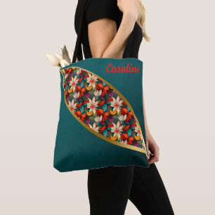 Elegante Blume und Goldakzente im grünen Hintergru Tasche