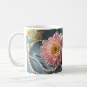 Elegante Blume und Perlen Kaffeetasse