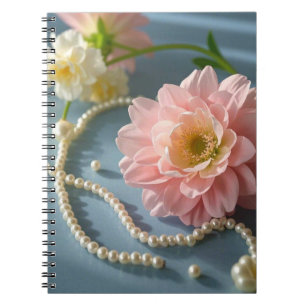 Elegante Blume und Perlen Notizblock